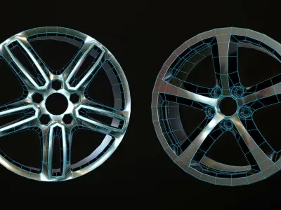 Game-Ready Tires and Rims Low-poly 3D model