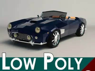 Low Poly Roadster sports car Low-poly 3D model