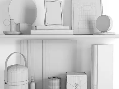 Decorative set of items on shelf 3D model