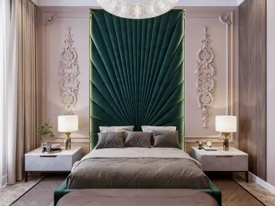 Green Luxurious Bedroom 3D model