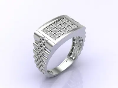 Print Ready STL 3DM  Gents Rings Diamond Men Ring  3D print model 4