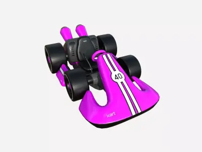 Cartoon Kart D05 Pink - Vehicle Racing Design Low-poly 3D model