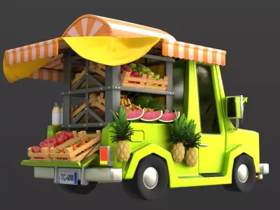 Cartoon Pickup Truck 3D model