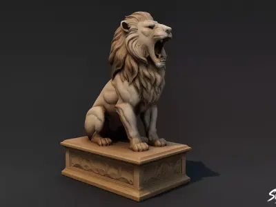 Lion Statue V2 Low-poly 3D model