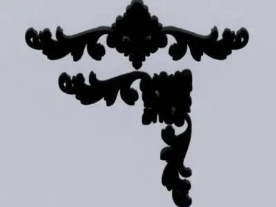 Cartouche-006 two ornately carved brackets 3D model