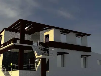 House modern on beach Low-poly 3D model