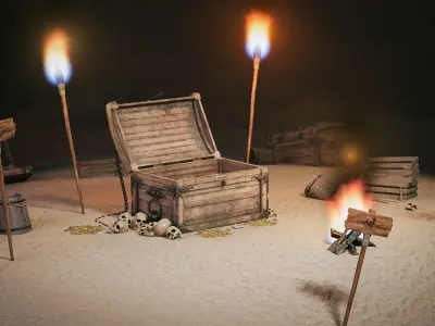 Treasure pirates Set 1 Low-poly 3D model