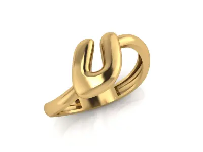 U alphabet bypass shell hallow ring 3D print model