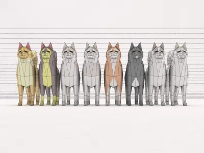 ORIGAMI---Dog Setup Low-poly 3D model