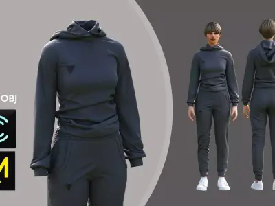 Female Sport Outfit Marvelous Designer OBJ FBX 3D model
