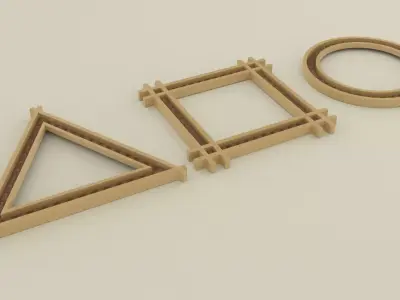 Frames three wooden triangles Free 3D model