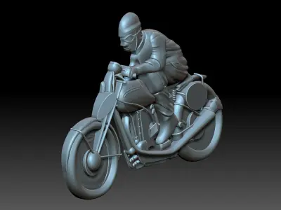 Motorcyclist person riding motorcycle 3D print model