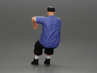 Gangster homie in cap with arm on window driving the car 3D print model