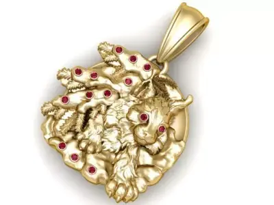 gold cat pendant  3D print model