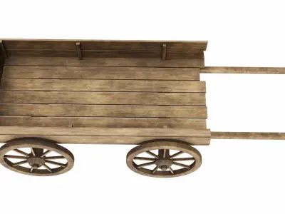 The cart 2 wooden wagon 3D model