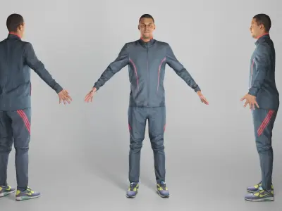 Man in tracksuit in A-pose 324 Low-poly 3D model