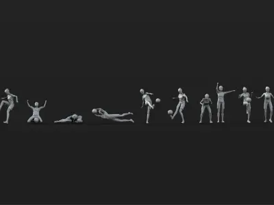35 Female Soccer player figures 3D print model