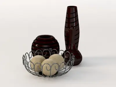 Office Decor Table Centerpiece Vases and Bowls 3D model