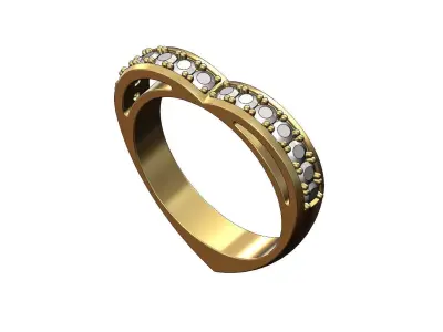 Heart shaped ring with pave setting on the shoulder  3D print model
