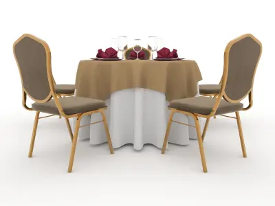 Banquet Table and Chair 18 3D model