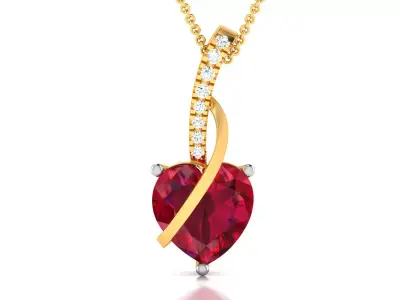 Solitaire Women Heart Pendant 3DM STL OBJ FBX Render Details 3D print model