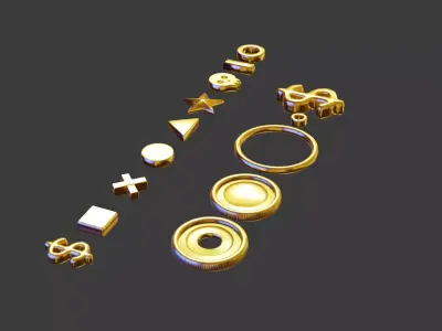 PBR Modular Low Poly Coin Kit for Games Low-poly 3D model