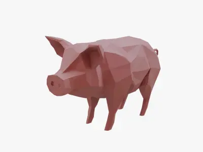 Pig low poly Low-poly 3D model purchase