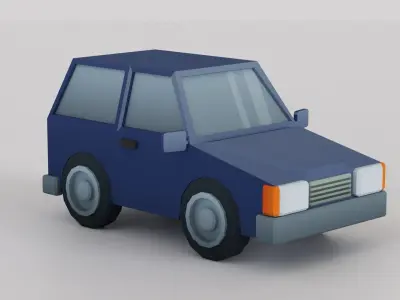 Cartoon Low Poly Car 01 - Hatchback Low-poly 3D model