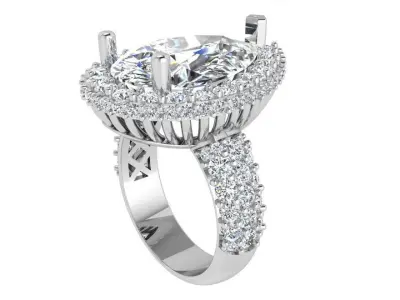 Pear Halo Ring 3535 3D print model