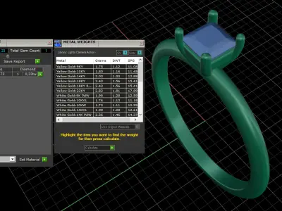 Princess cut diamond ring 3D print model