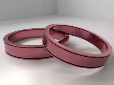 Couple Gold Rose Ring 3D model