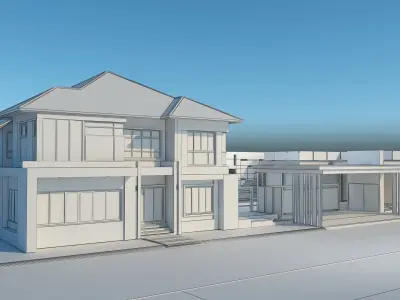 HQ Luxury Modern Pool Villa design with Bar Rooftop party area 3D model