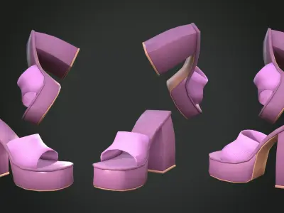 High Heels Mule  Low-poly 3D model Low-poly 3D model