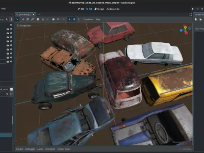 100 Realistic Destroyed Cars 3D Assets Pack For Godot Vol 1 Low-poly 3D model