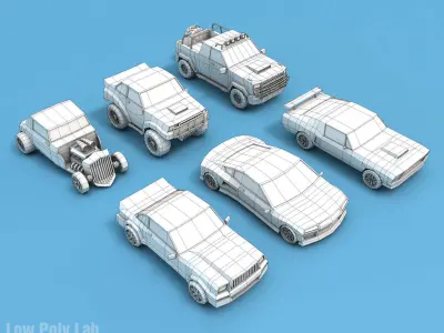 Cartoon Racing City Cars Pack Low-poly 3D model