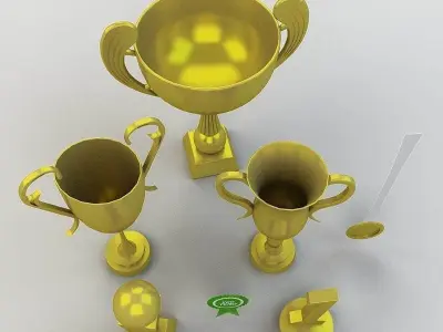 Cartoon Prize Cups Set 3D model