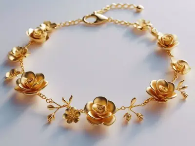 Golden Blossom Bracel 3D print model