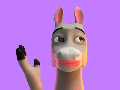 Stylized Female Donkey Rigged Low-poly 3D model