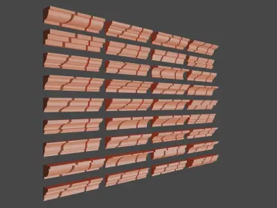 Roof cornise moulding set 3D model