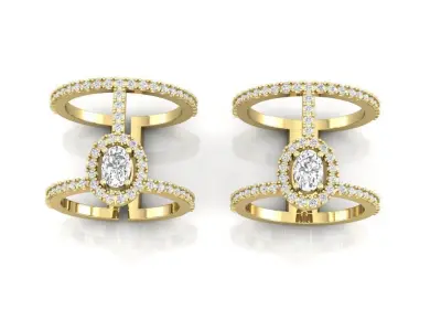 Oval halo messika 2 rows pave ring  3D print model