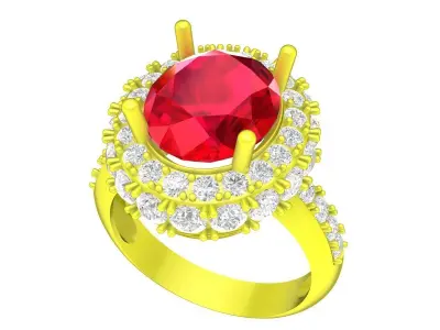 7392 luxury diamond oval halo fashion women ring 3D print model