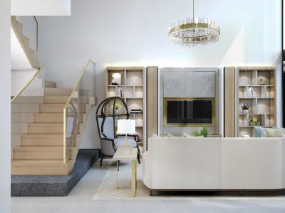 Modern Classic Living and Pantry 3D model