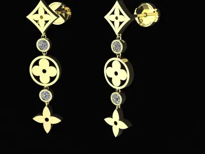 Elegant Louis Vuitton Earrings 3d printing model 3D print model