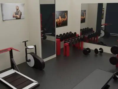 Low-Poly Gym - Fitness Hall Low-poly 3D model