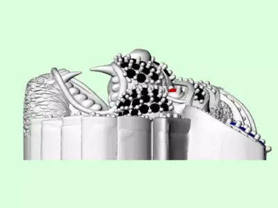 Wolf Head Pendant 3D Model  Gemstone Encrusted 3D print model