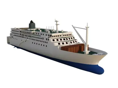 ferry cruise ship Low-poly 3D model