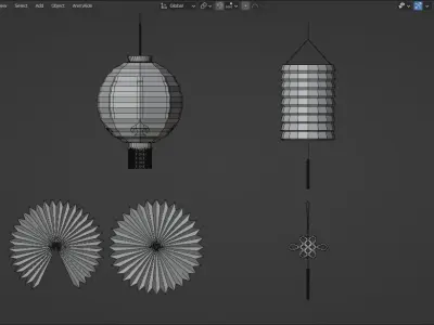 Chinese New Year Decorations 01 Low-poly 3D model