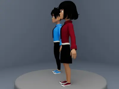 Cute Boy and Girl 3D model