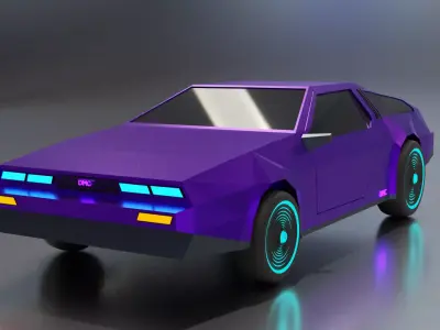 Delorean Low-poly Sci-fi game ready Low-poly 3D model