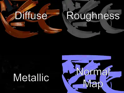 Abstract Metal Sculpture Model Pack Low-poly 3D model